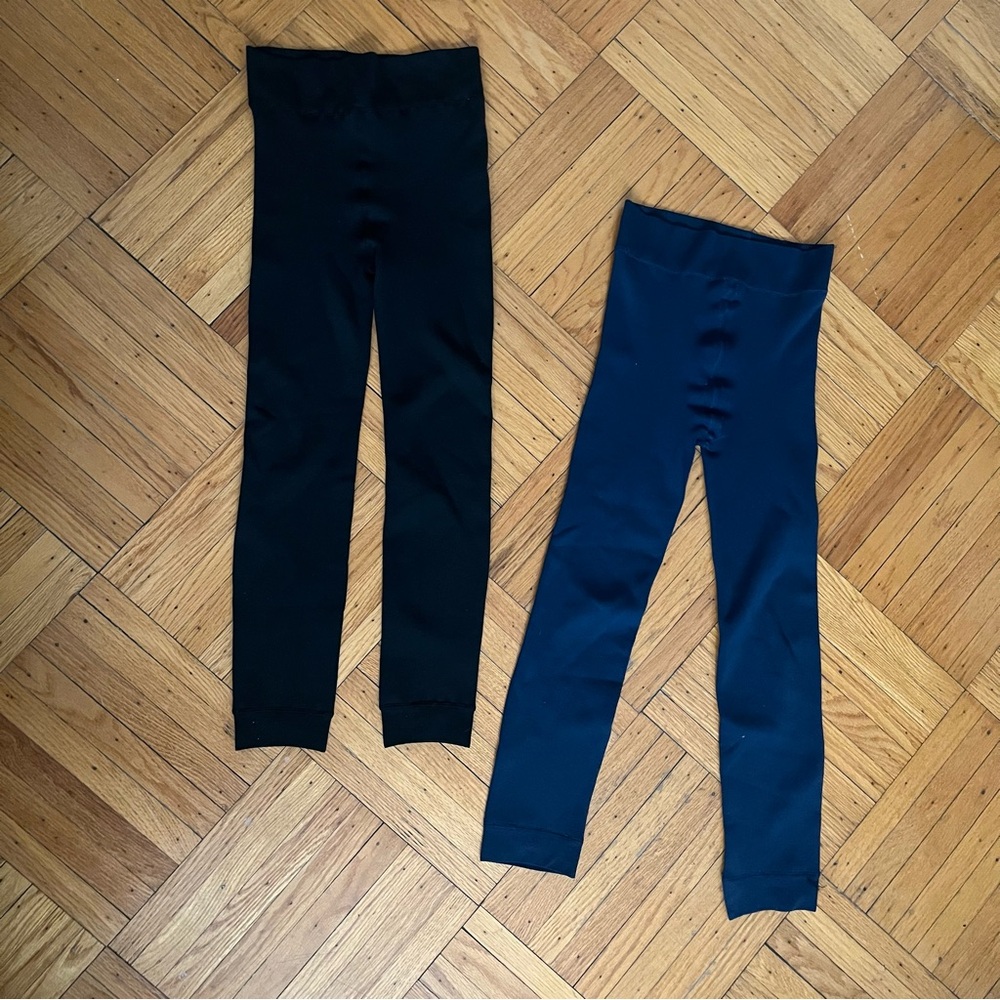 Pair of Black and Blue Fleece Lined Leggings